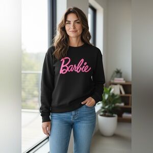 Barbie Black Crewneck with Pink Logo